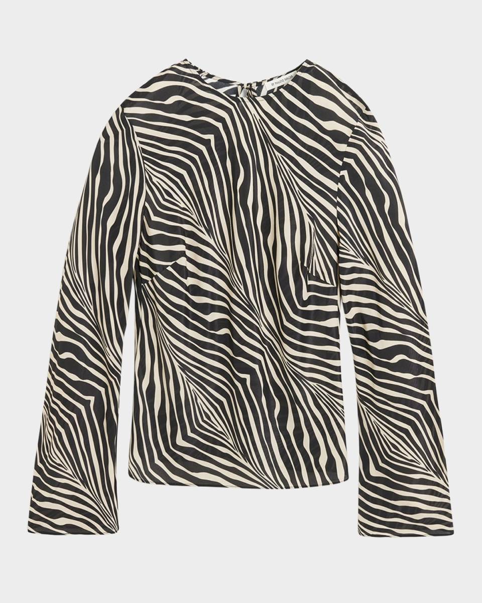 Pricilla Cutout Zebra-Print Blouse
